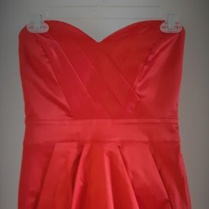 Red Bustier Satin Bebe Cocktail/Party Dress
